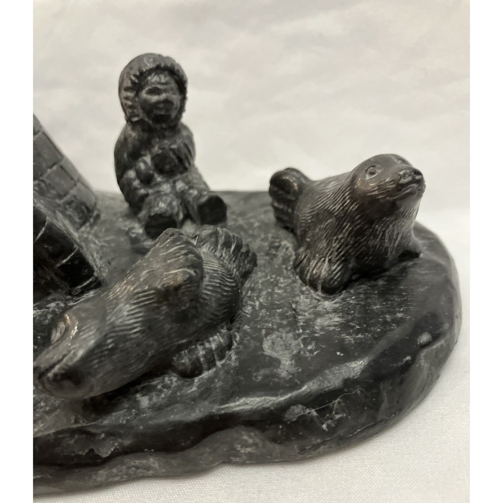Al Wolf Carved Sculpture Inuit Arctic Canada Eskimo Igloo Seals Alaska Native